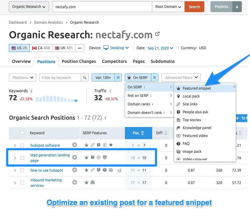 SEMRush Organic Research - Idea 7