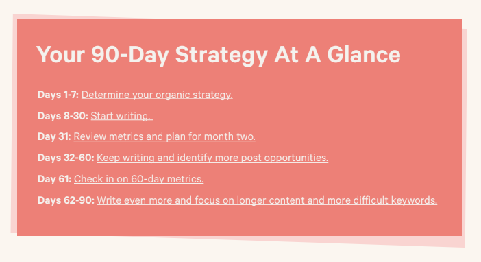 Your 90-day strategy at a glance