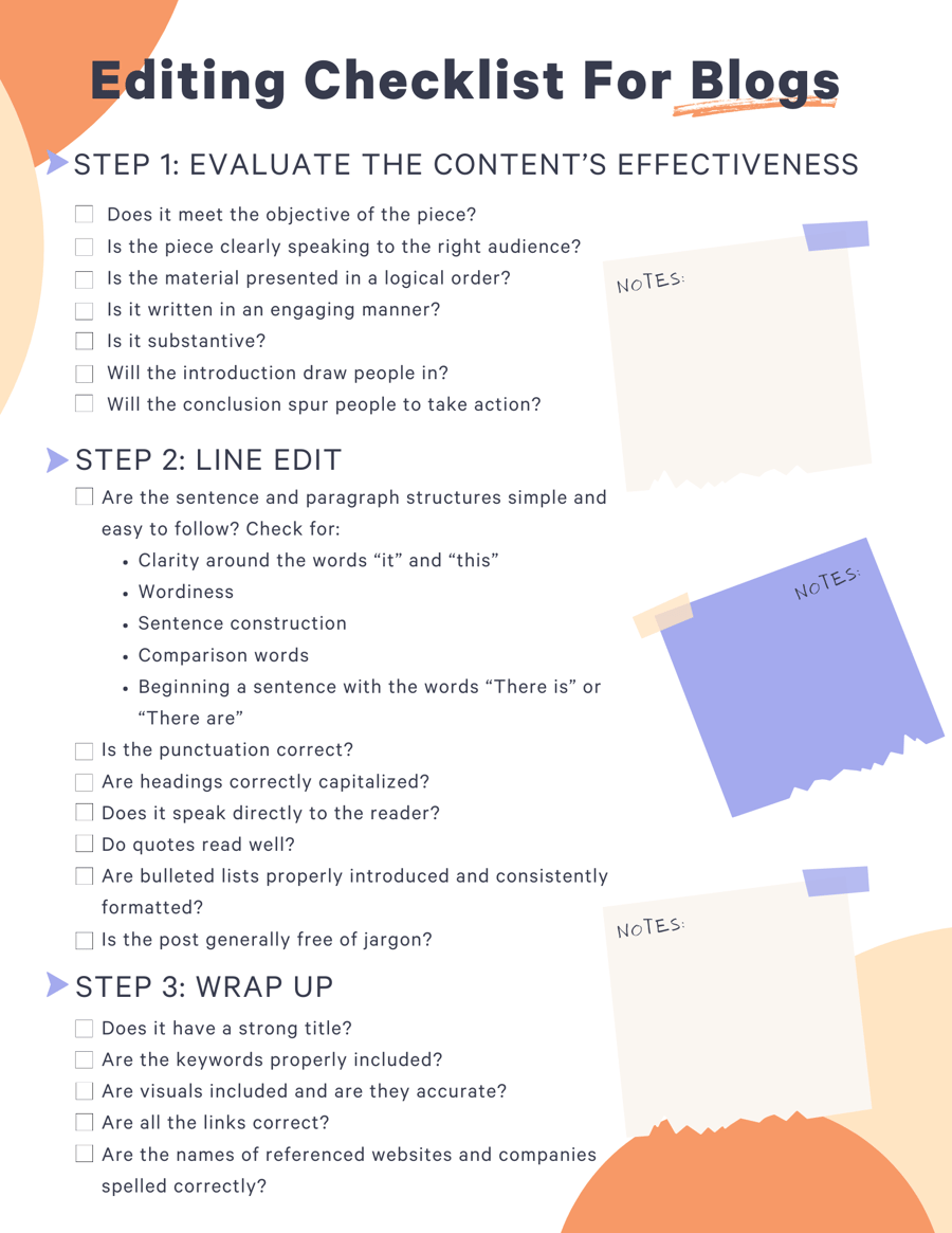 Blog Post Editing Checklist