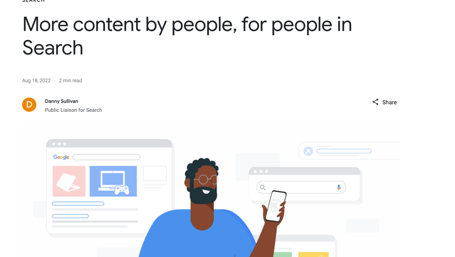 Future of content marketing by Google: “More content by people, for people…”
