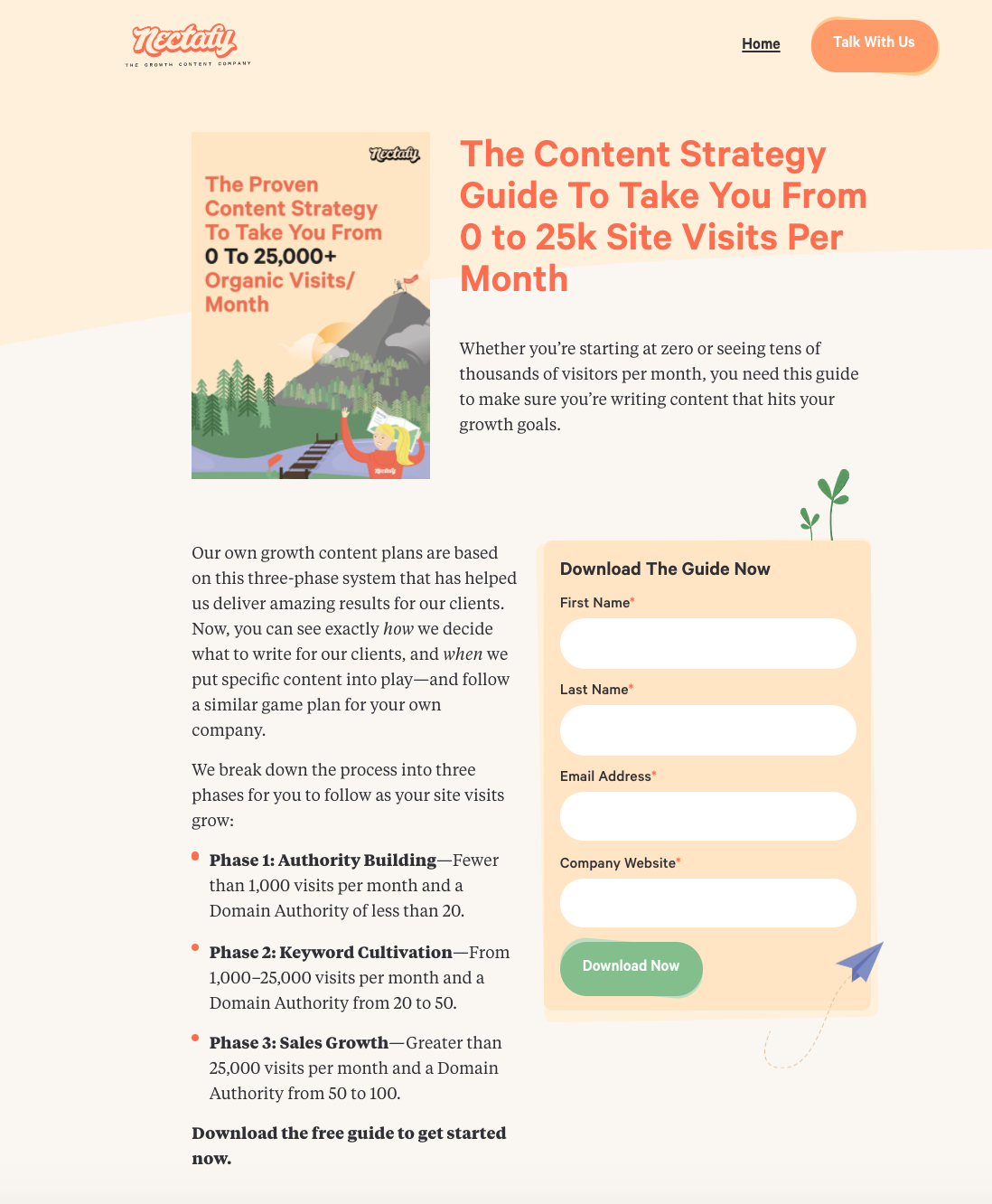 Nectafy landing page example