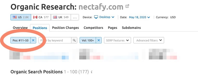 Organic research data for nectafy.com - positions #11-50