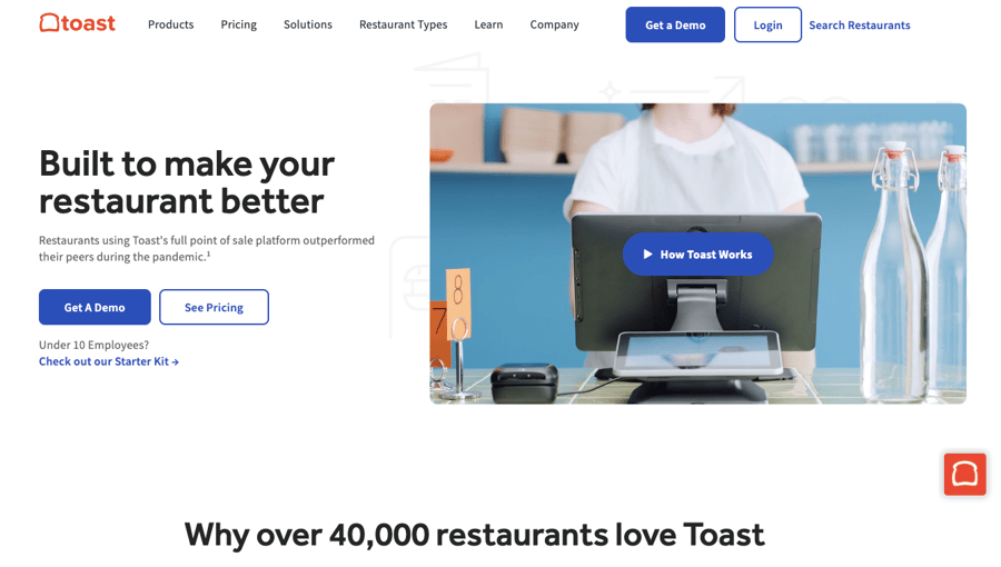 Toast B2B website