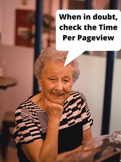 "When in doubt, check the Time Per Pageview" - Nana