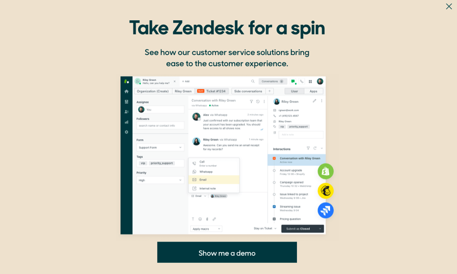 Zendesk B2B website