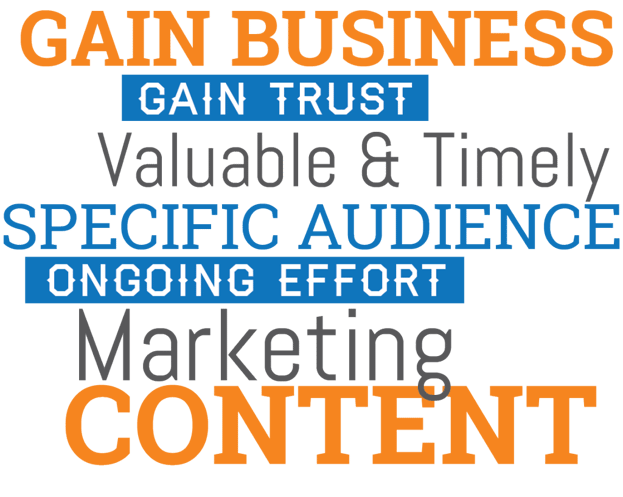 What is content marketing? - GAIN BUSINESS GAIN TRUST VALUABLE & TIMELY SPECIFIC AUDIENCE ONGOING EFFORT MARKETING CONTENT