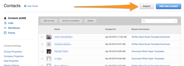 Import Contacts into HubSpot