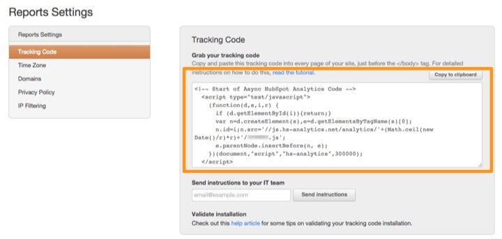 Install HubSpot Tracking JavaScript