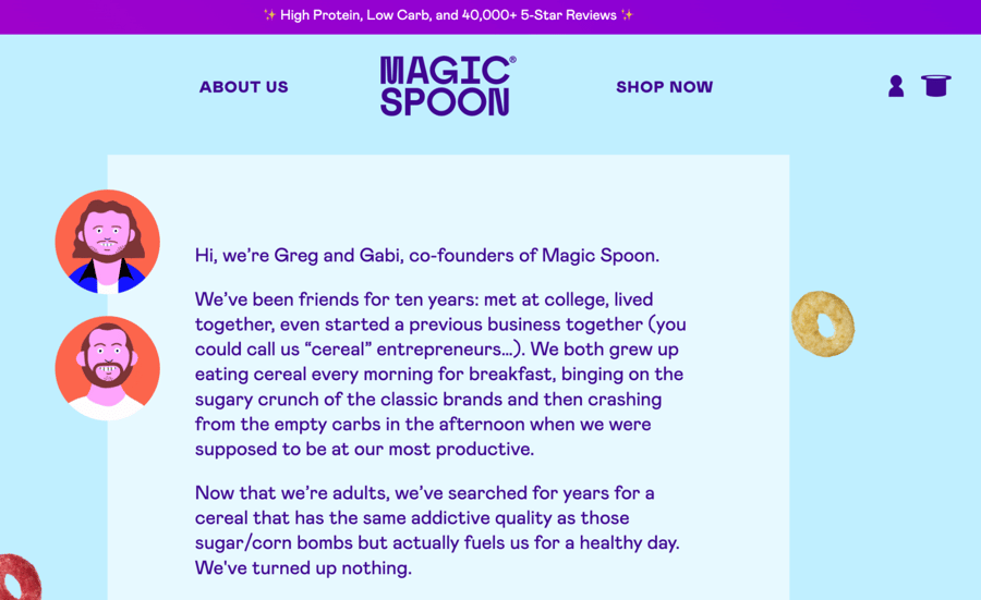 About us page examples - Magic Spoon