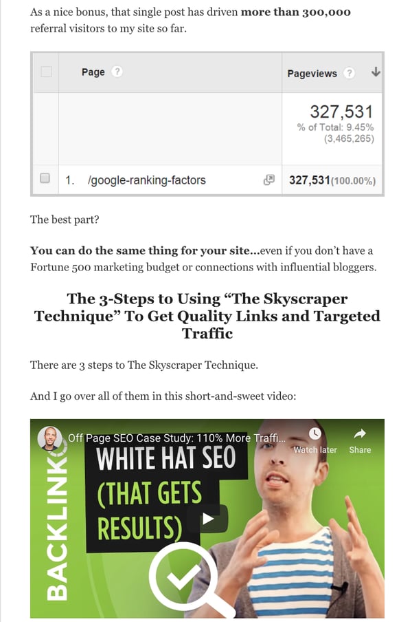 Brian Dean at Backlinko - "Link Building Case Study: How I Increased My Search Traffic by 110% in 14 Days" article
