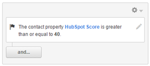 Contact property "HubSpot Score" set to greater than or equal to 40