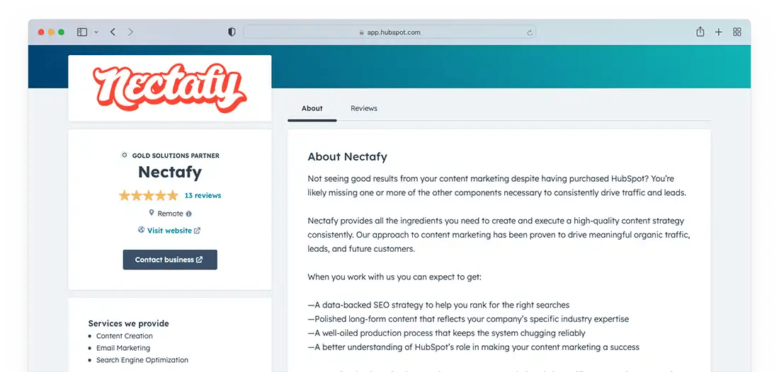Nectafy - HubSpot Profile Nectafy - HubSpot Profile