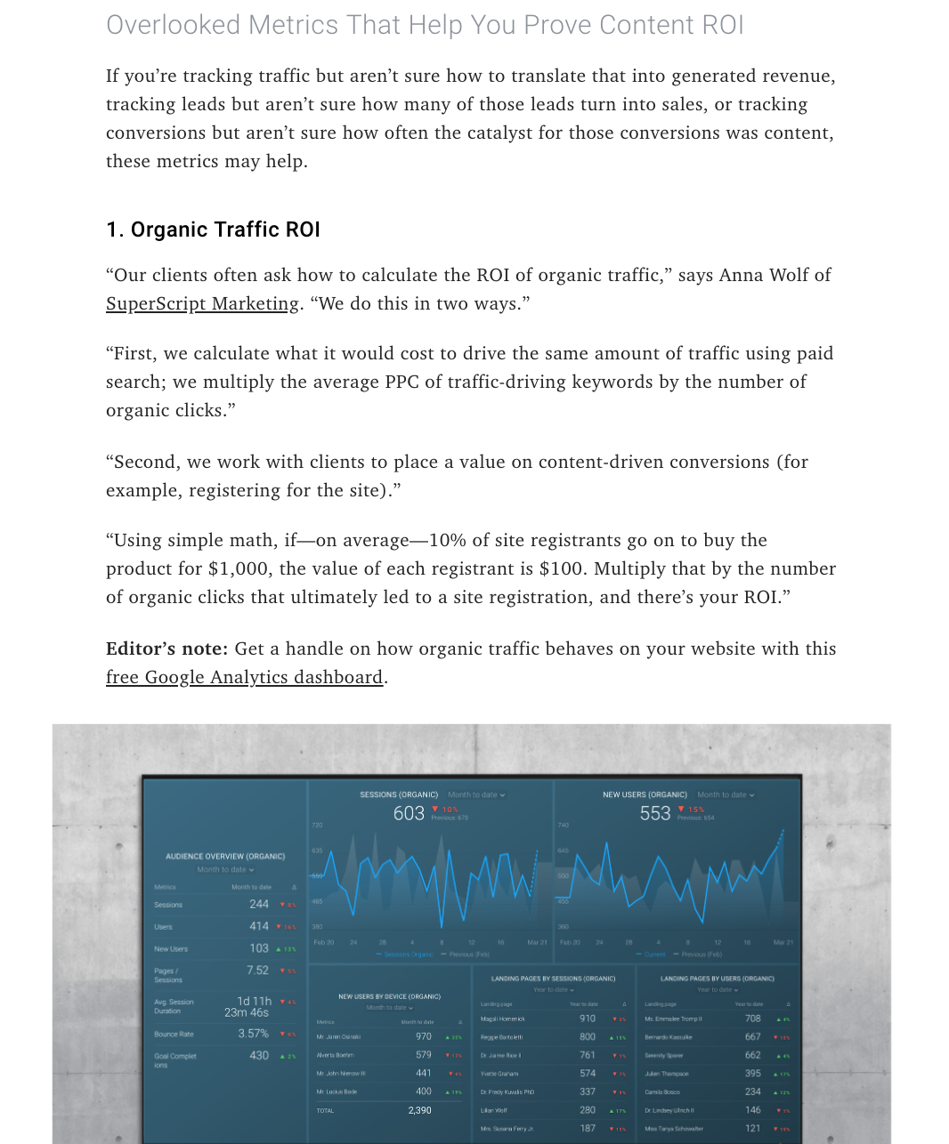 Databox - "22 Content Marketing Metrics You’re Probably Not Tracking (But Should Be)" article