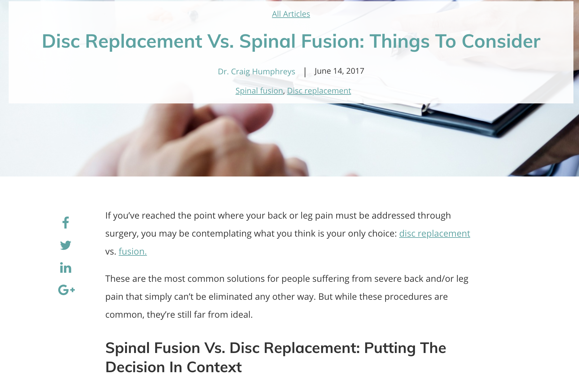 Disc Replacement Vs. Spinal Fusion: Things To Consider - BalancedBack’s™ comparison post 