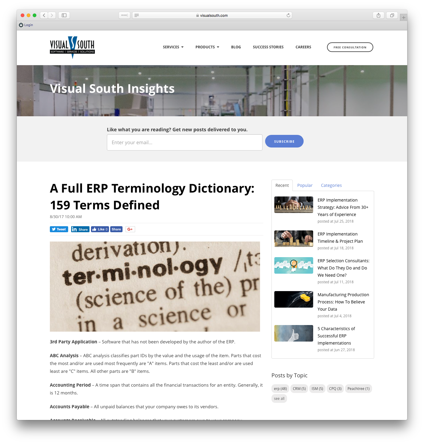 Example terminology post - ERP Terminology Dictionary