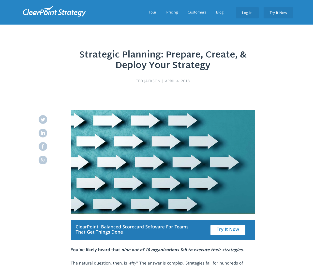 Strategic Planning: Prepare, Create, & Deploy Your Strategy - ClearPoint’s pillar page