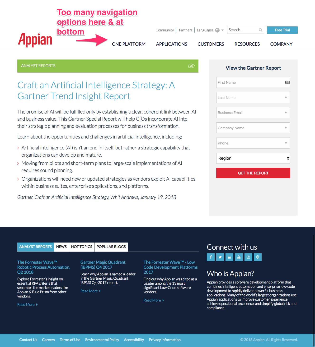 Appian landing page