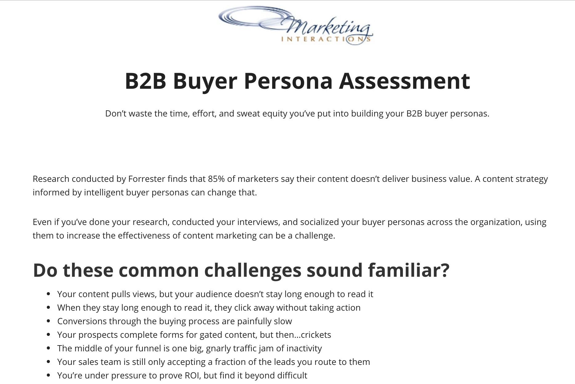 Ardath Albee at Marketing Interactions - Buyer Persona Assessment page