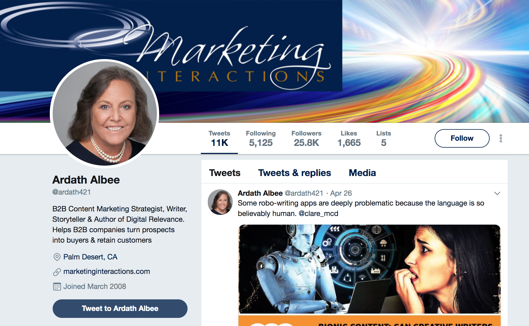 Ardath Albee's Twitter page