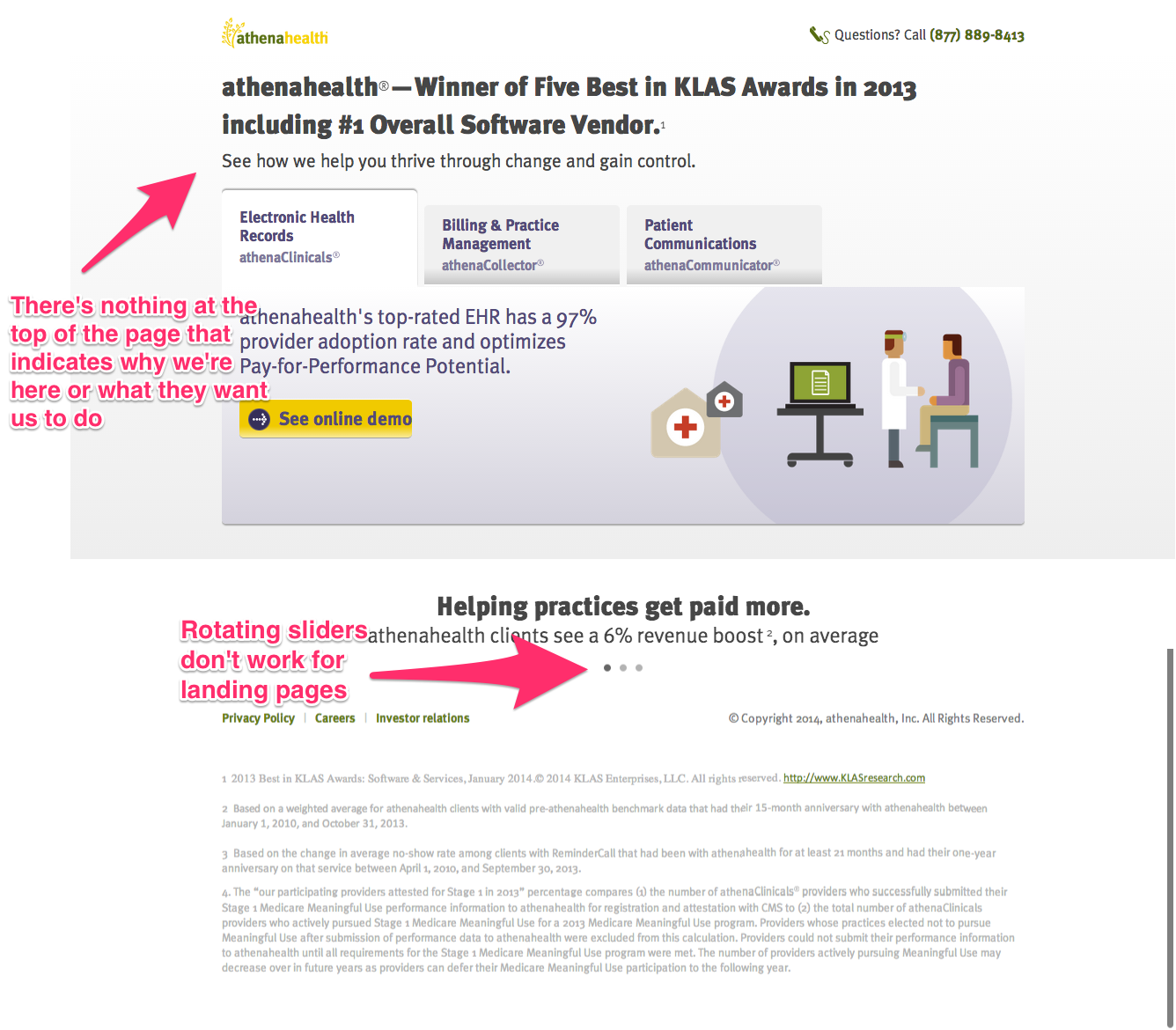 Athenahealth landing page