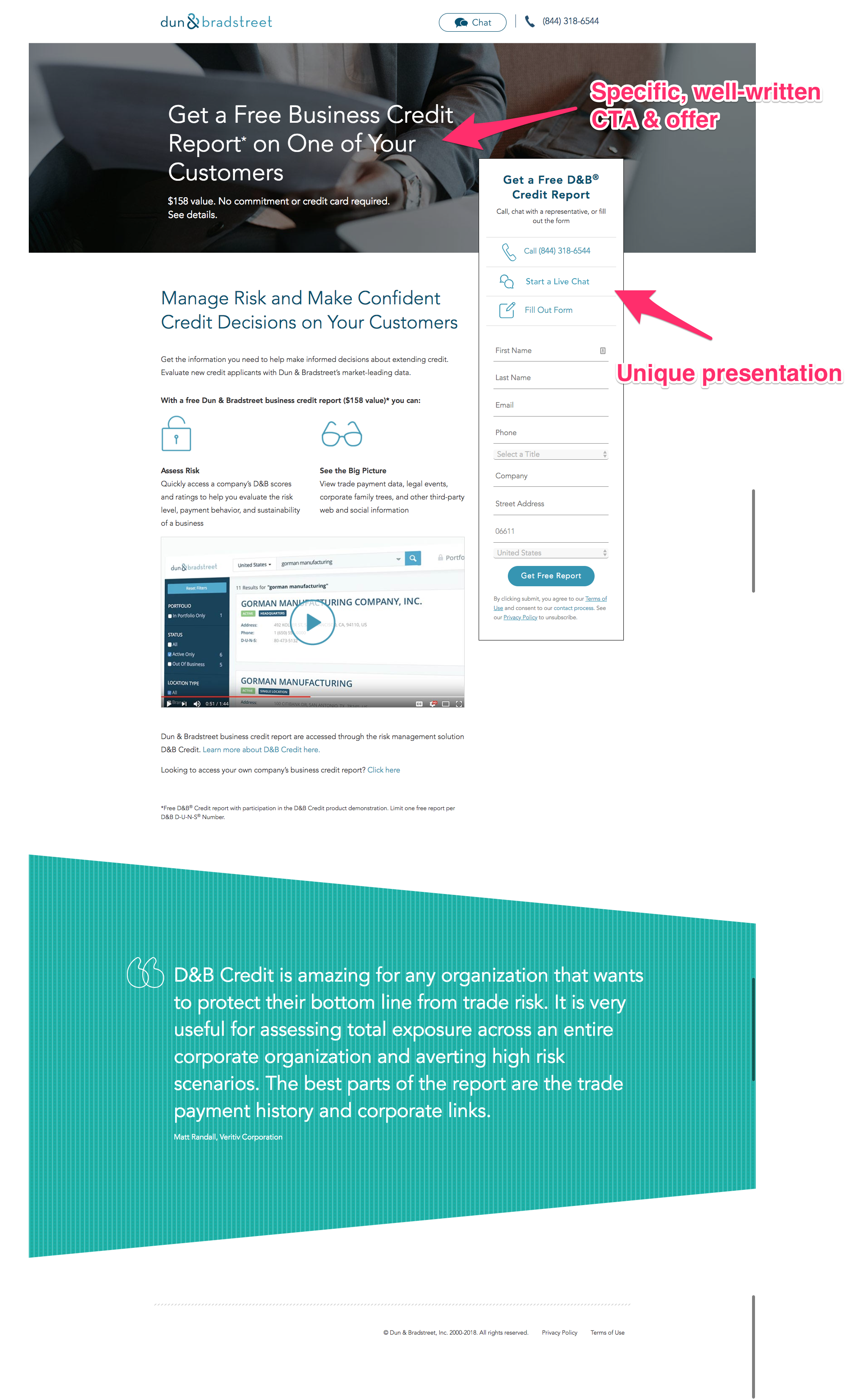 Dun & Bradstreet landing page