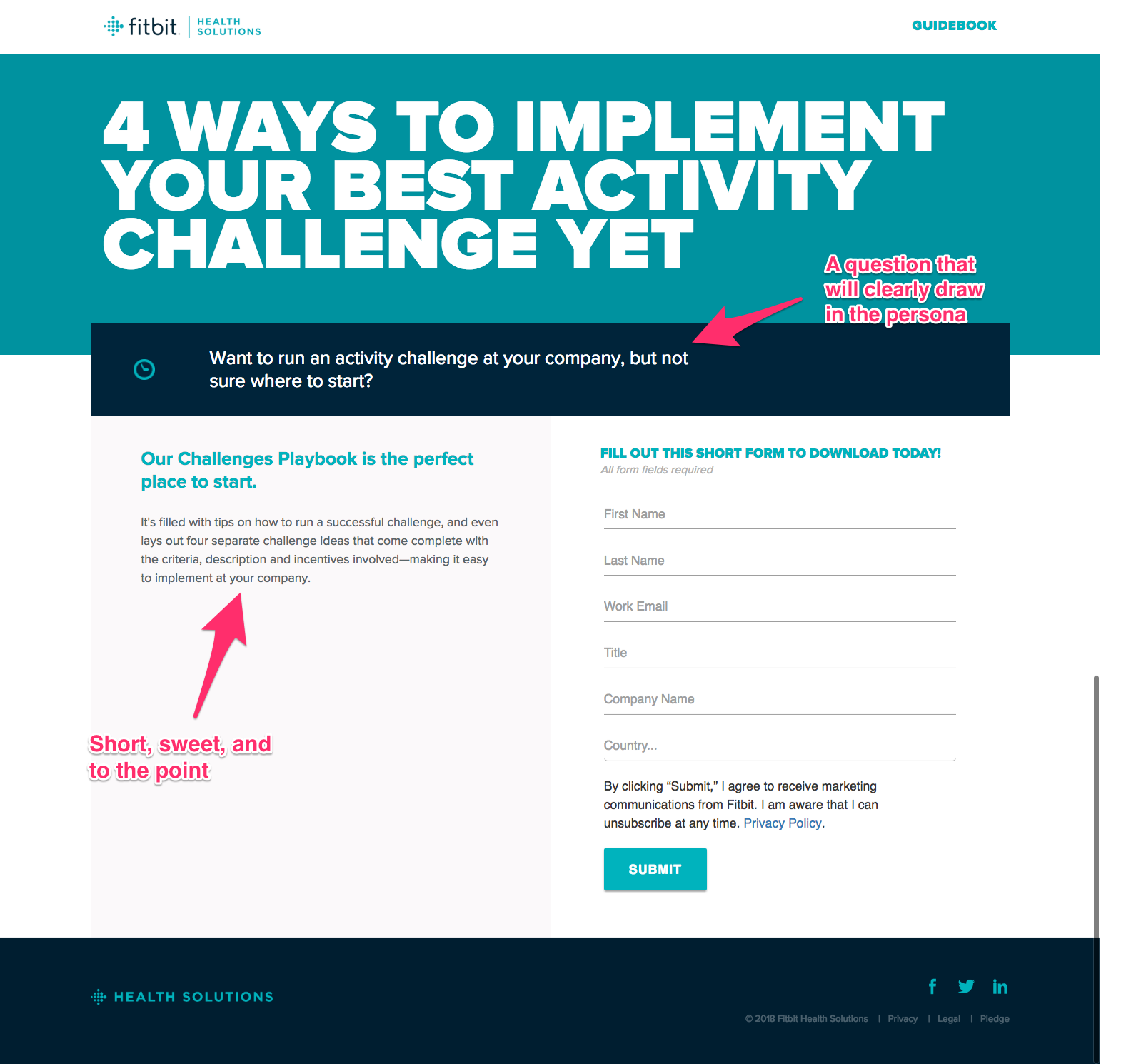 Fitbit landing page