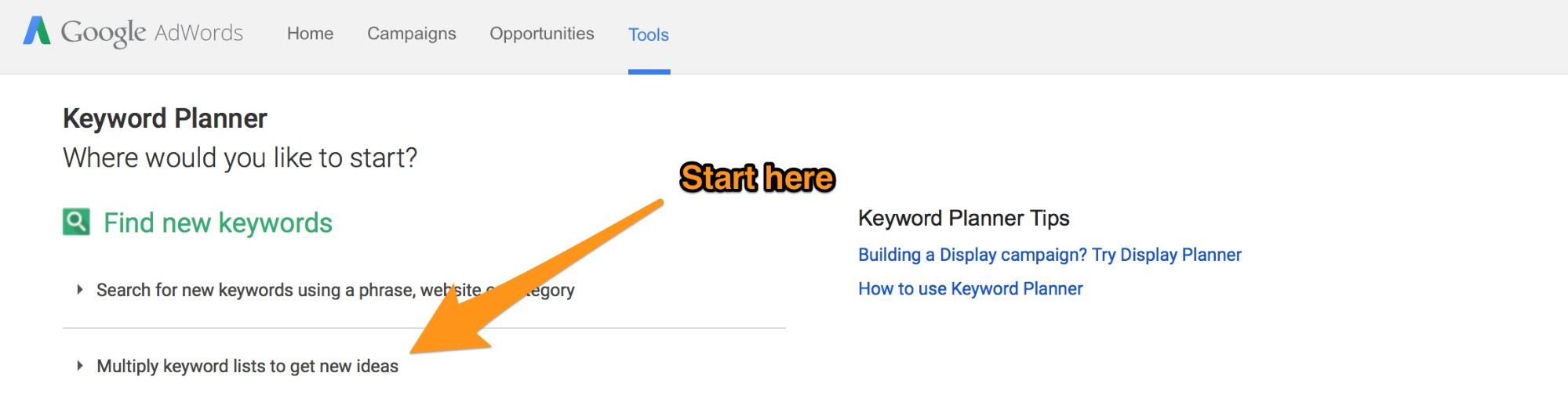 Google's Keyword Planner